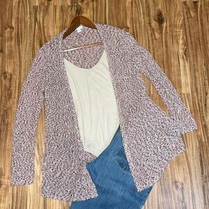 J Jill womens cardigan sweater small top knit open front red black white light